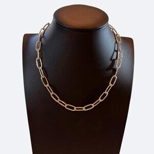 Ralph Lauren Silver Tone Chain Necklace Paper Clip Toggle Logo *Read